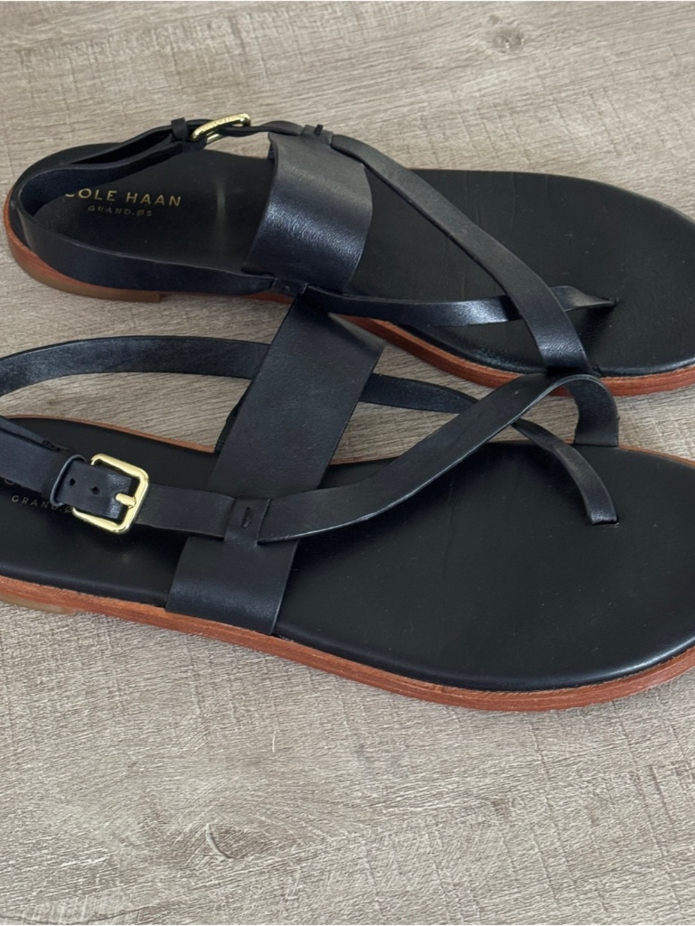 Cole Haan Women's Black Leather Strappy Sandals